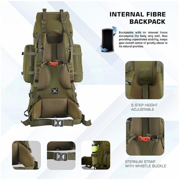 TRAWOC WILDWING 95L(80 +15) Internal Frame Travel Backpack with Detachable Daypack/Camping Hiking Trekking Bag Large Rucksack for Men & Women BHK00, 3 Year Warranty - Image 4