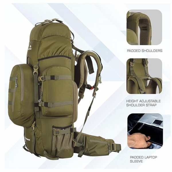 TRAWOC WILDWING 95L(80 +15) Internal Frame Travel Backpack with Detachable Daypack/Camping Hiking Trekking Bag Large Rucksack for Men & Women BHK00, 3 Year Warranty - Image 3